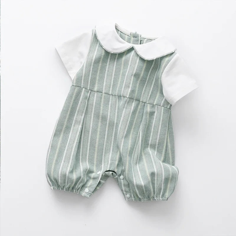Round Collar Striped Bodysuit