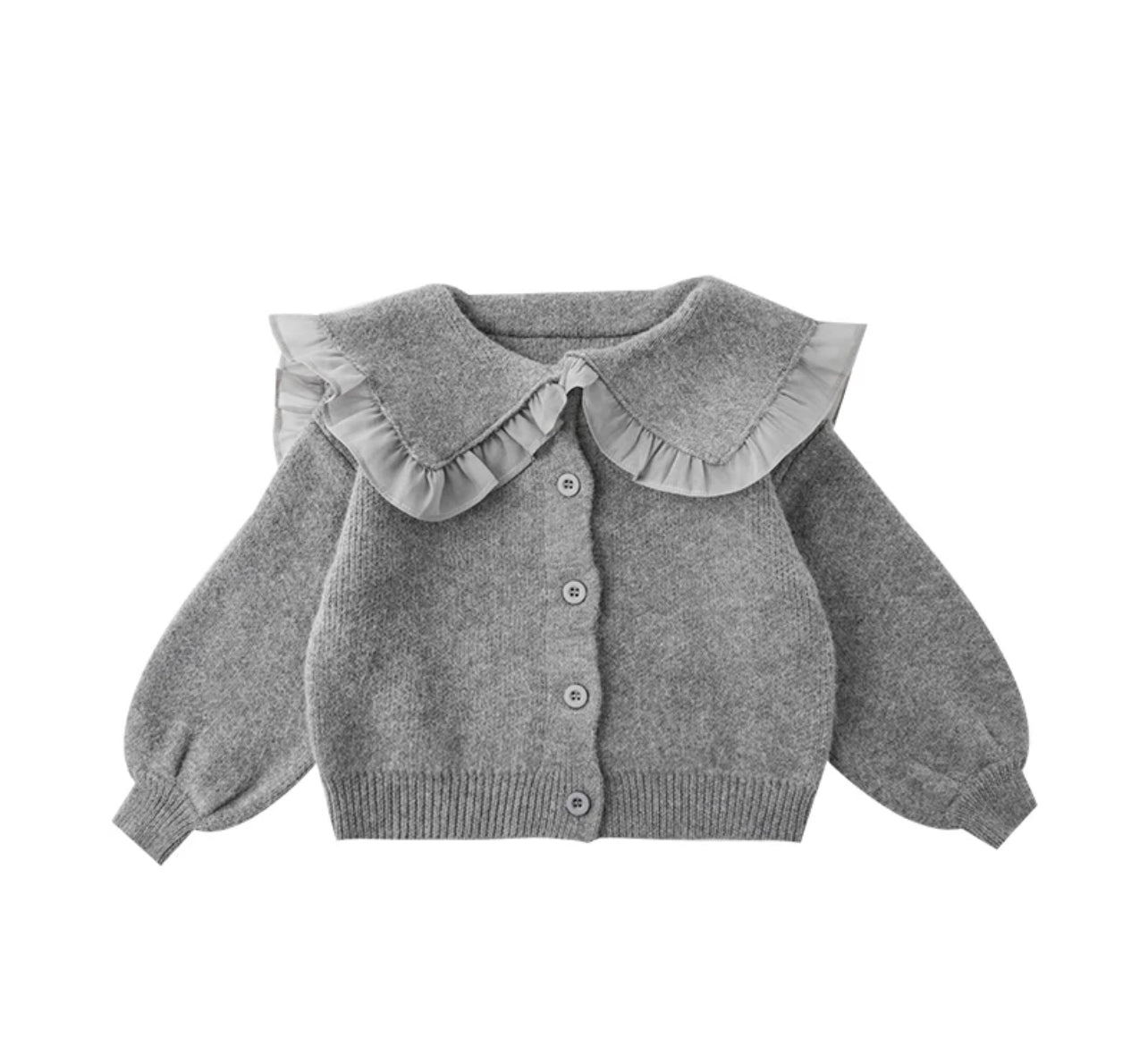 Knit Cardigan - Ruffled Collar
