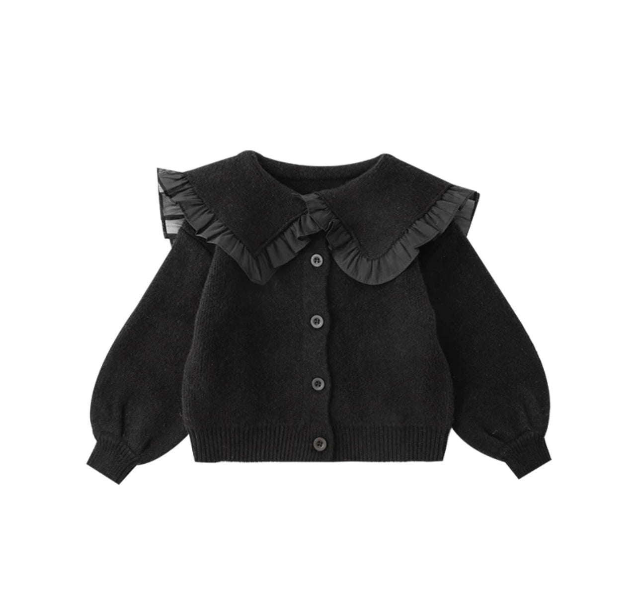 Knit Cardigan - Ruffled Collar