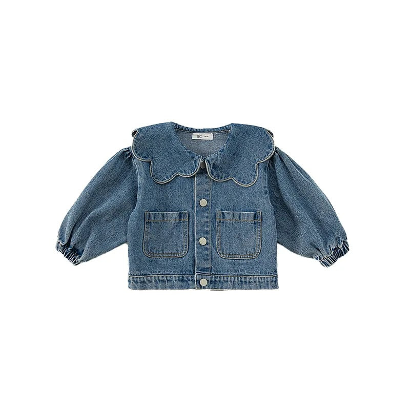 Denim Scalloped Collar Jacket