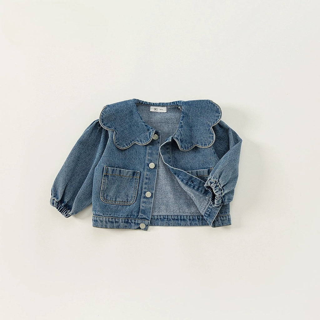 Denim Scalloped Collar Jacket
