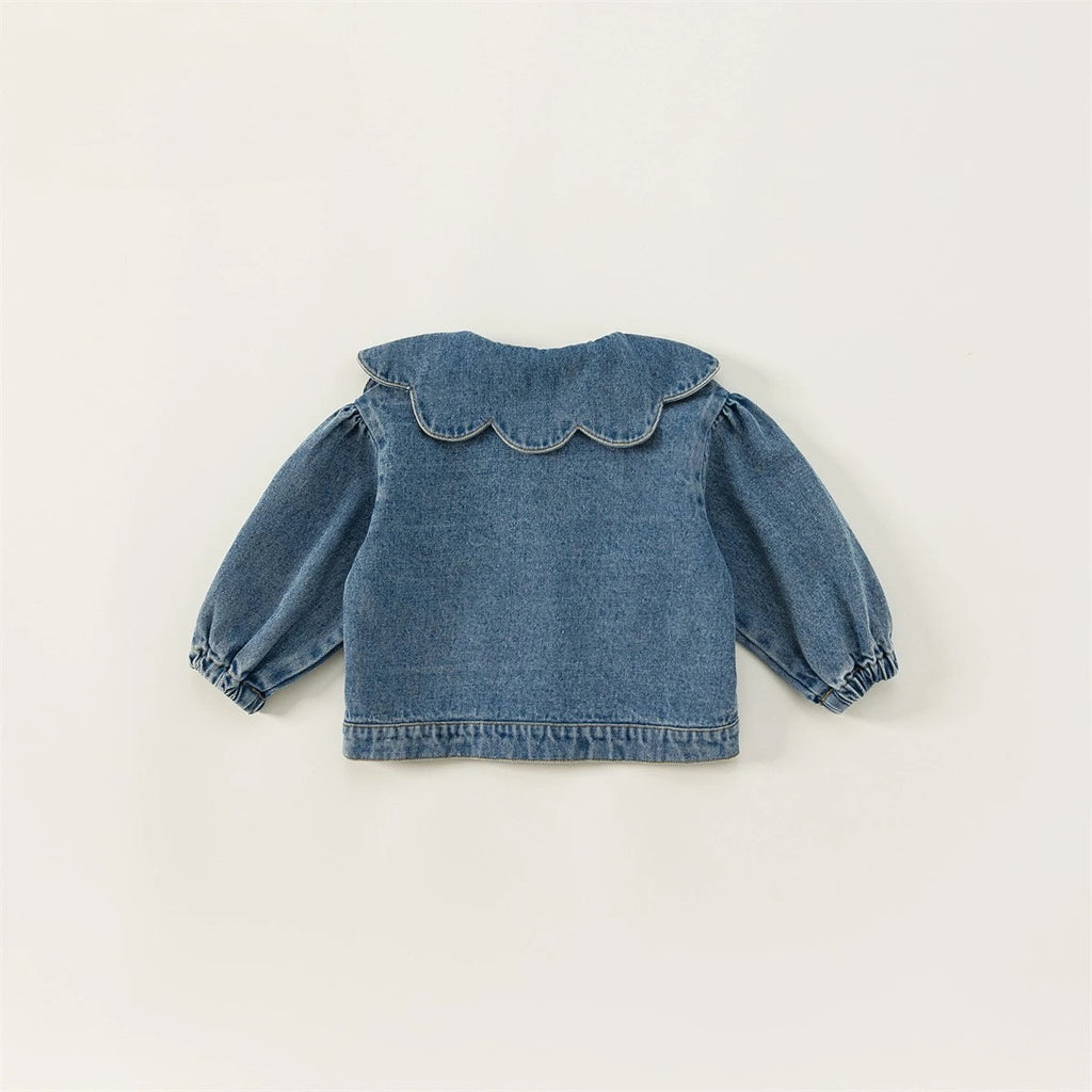 Denim Scalloped Collar Jacket