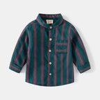 Long sleeve Bishop Collar Stripe Shirt
