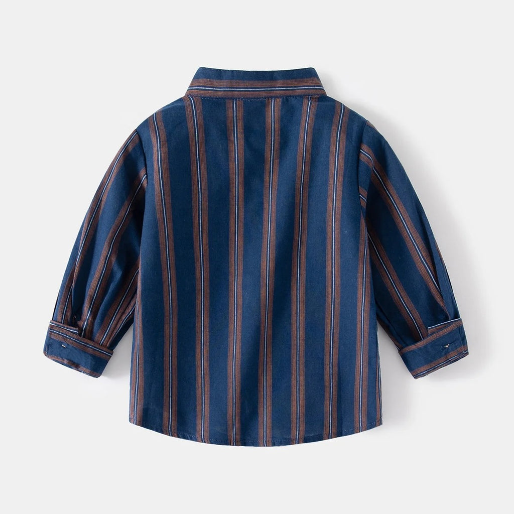 Long sleeve Bishop Collar Stripe Shirt