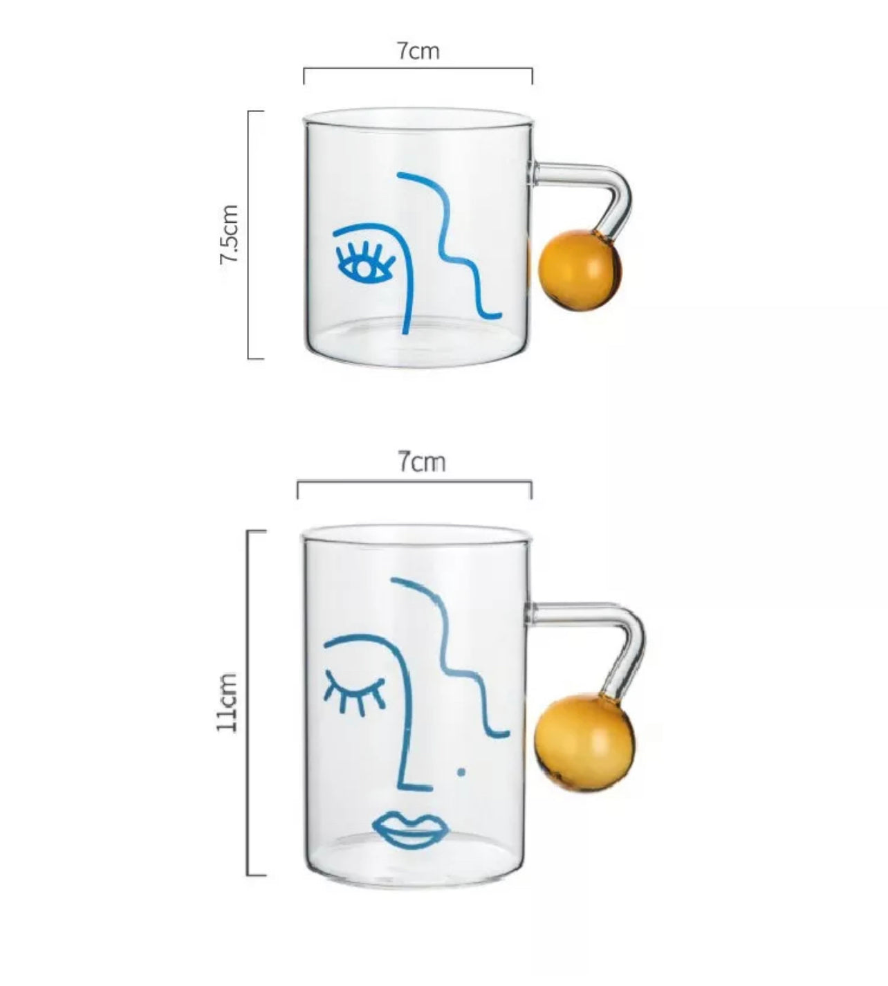 Creative Glass Cup with Facial Expression